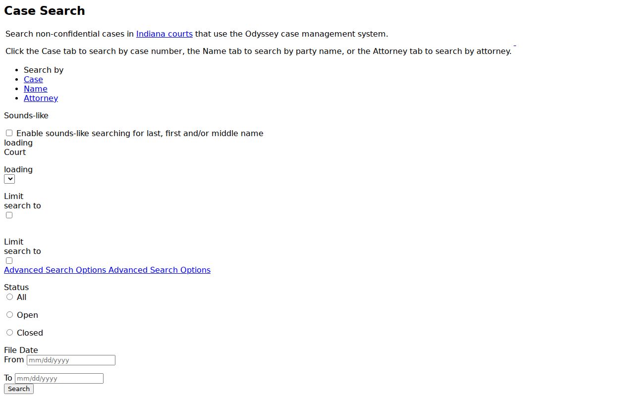 St. Joseph County docket search exact MyCase fields