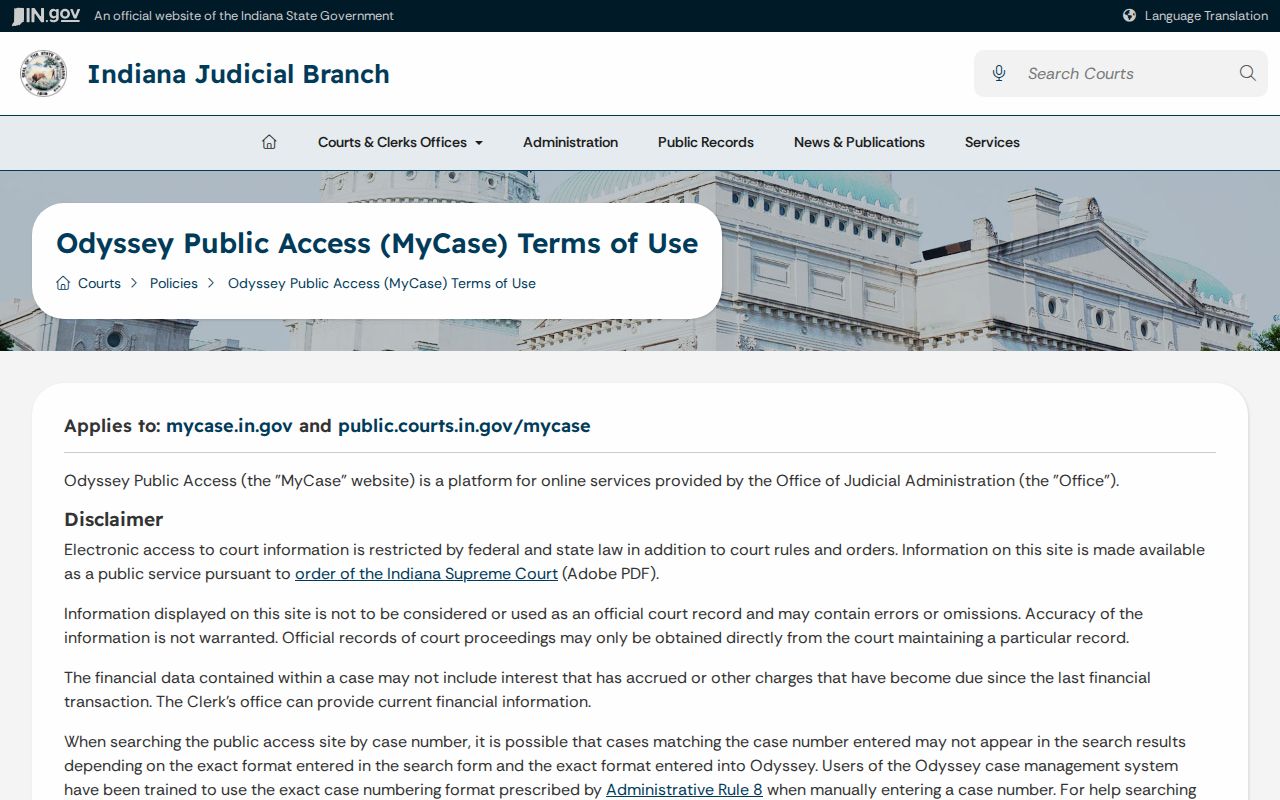 St. Joseph County case search official record notice
