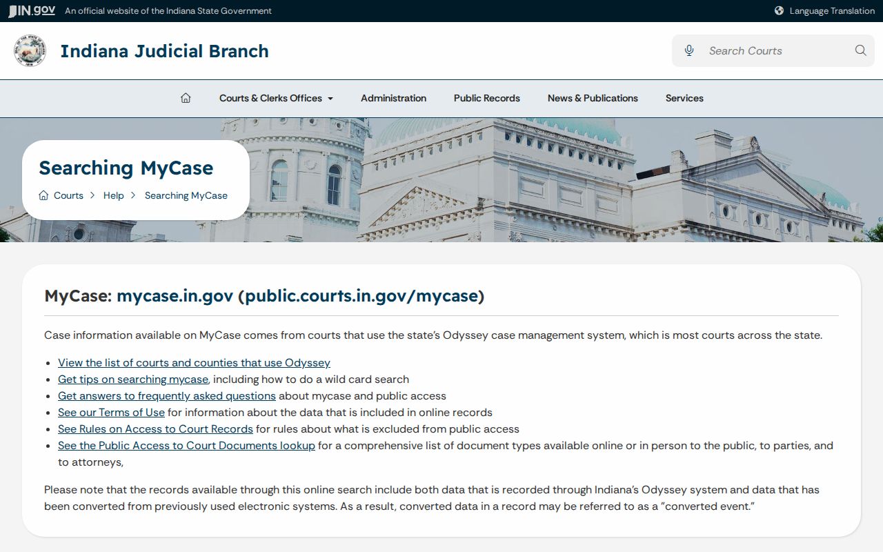 St. Joseph County docket search MyCase access help