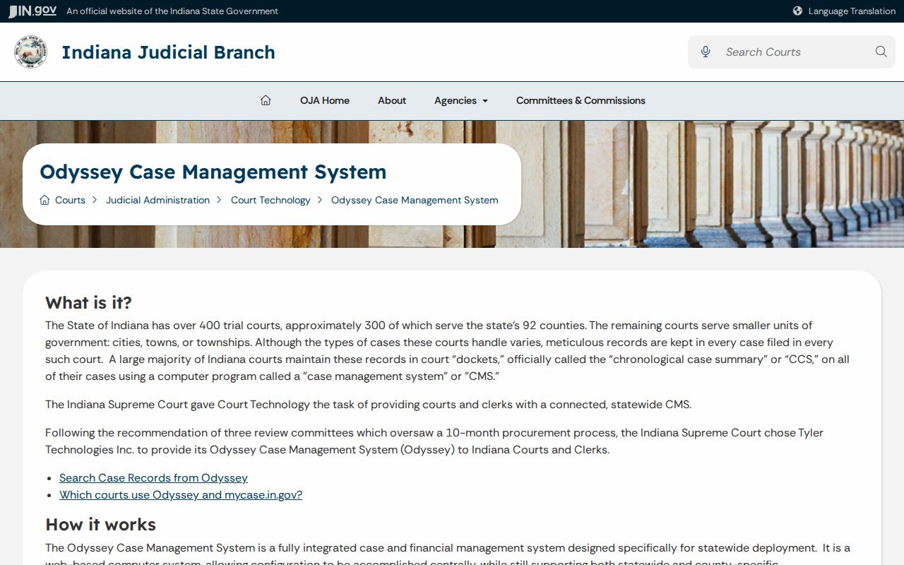 St. Joseph County docket search Odyssey case system