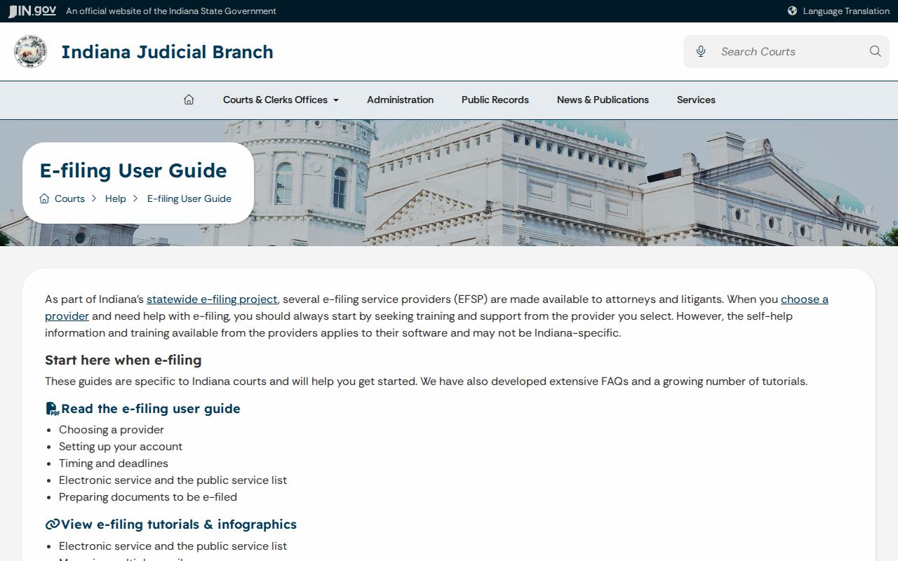 St. Joseph County civil docket electronic filing help