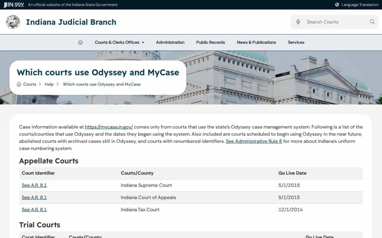 St. Joseph County criminal court dockets in Indiana Odyssey