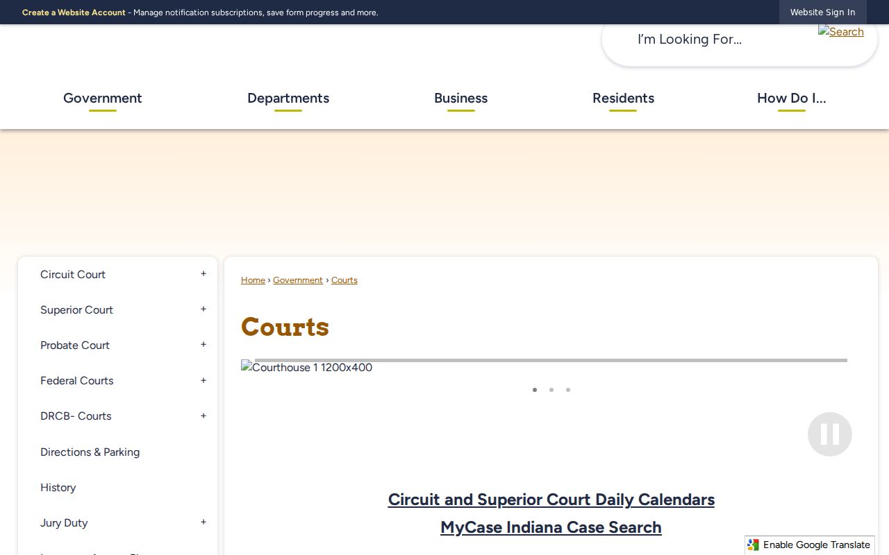 St. Joseph County courts and daily docket route
