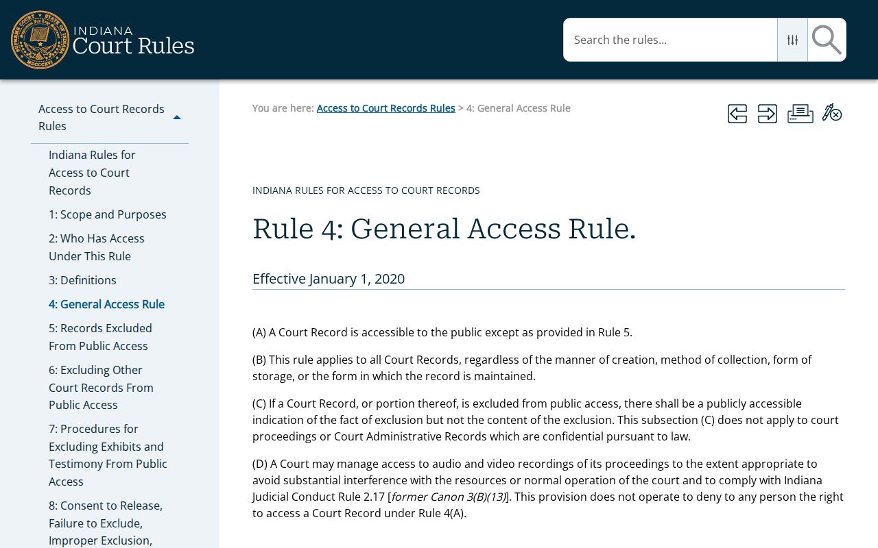 Indiana public access rule for St. Joseph County court records