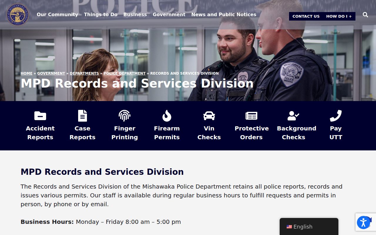 Mishawaka court records police reports and UTT route