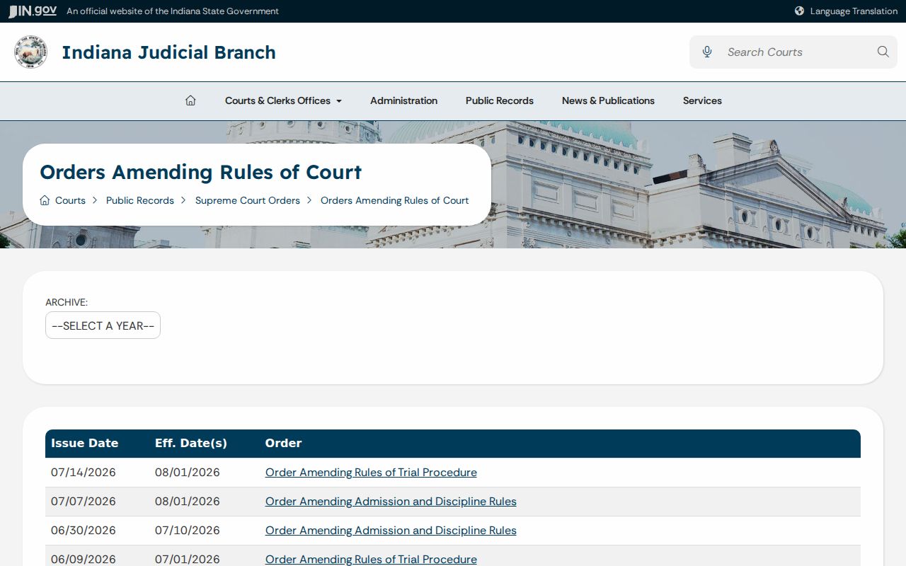 Osceola court records Indiana public access rules