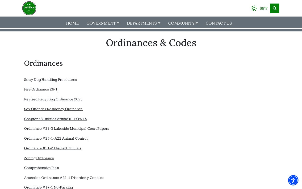 Osceola court records town ordinances and codes