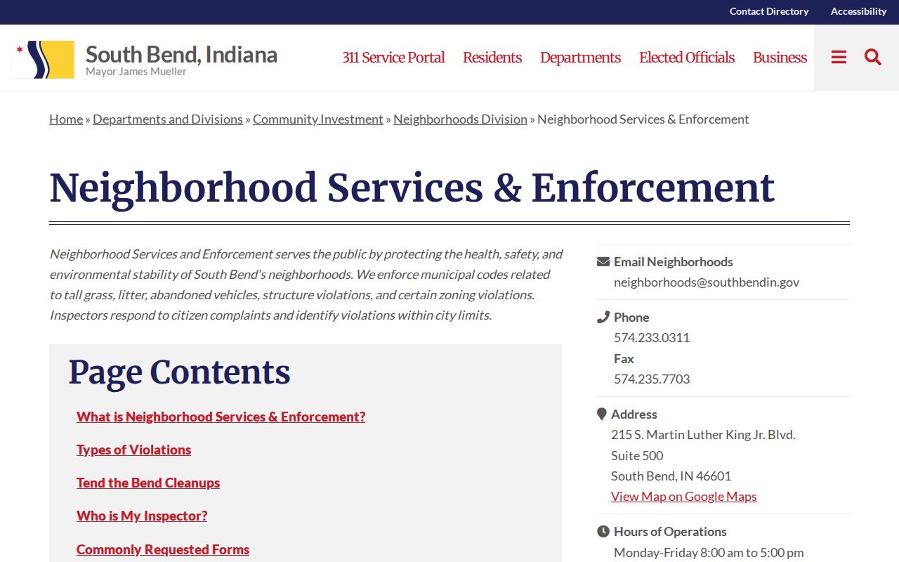 South Bend court records Accela code enforcement route