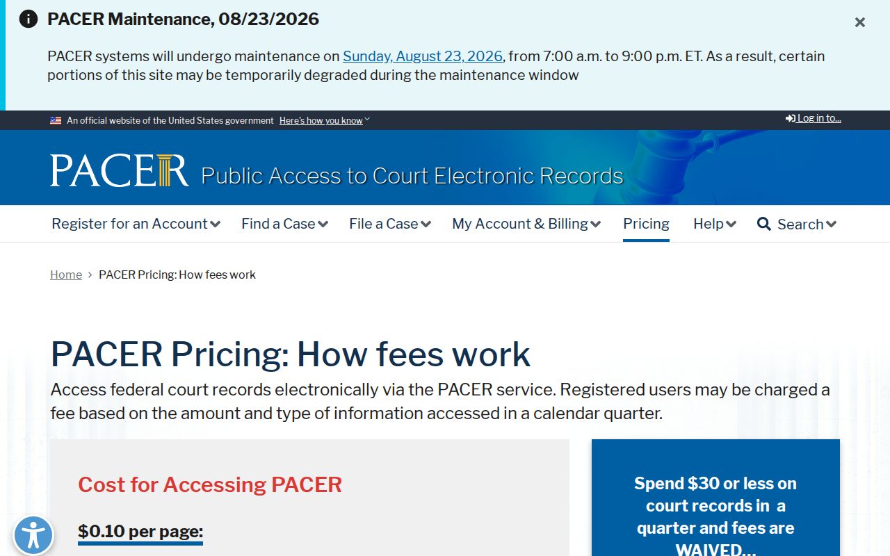 Walkerton court records federal PACER access