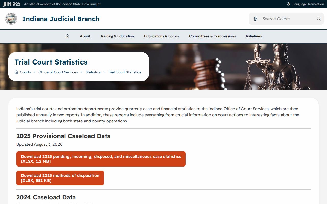 Walkerton court records Indiana trial court statistics